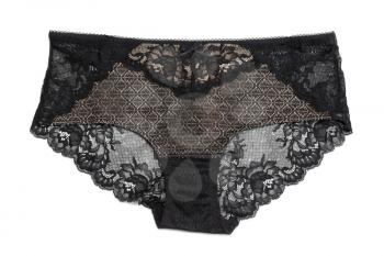 Sexy black lace panties. Isolate on white.