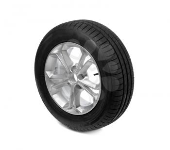 Photo of a car tyre (tire) wheel isolated on a white background