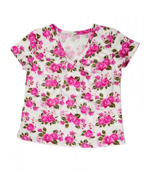 Red blouse with a floral design. Isolate on white.