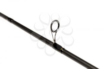 Fishing rod spinning ring for line close-up, isolate on white background.