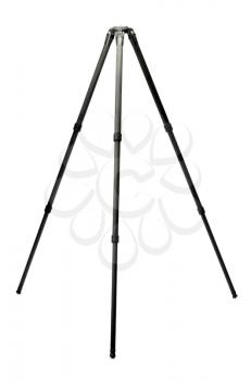 Carbon tripod in the unfolded state, in the studio, isolate on white.