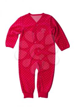 Red rompers with polka dots. Isolate not white.