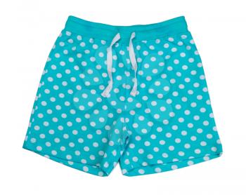 Blue shorts with white polka dots. Isolate on white.