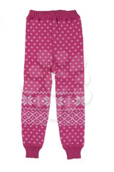 Pink children wool pants, isolate on a white background