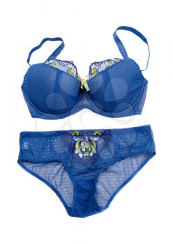 Blue Set of lingerie, isolate on a white background