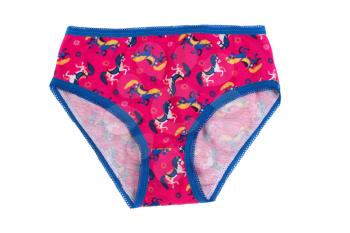 Cotton panties with pattern horse. Isolate on white.