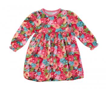 Children colored dress with a floral pattern. Isolate on white.