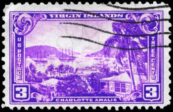 Royalty Free Photo of a 1937 US Stamp of Charlotte Amalie, Virgin Islands