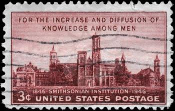 Royalty Free Photo of a 1946 US Stamp of Smithsonian Institution, Centenary