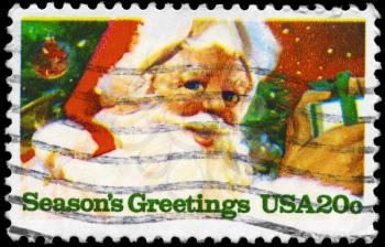 Royalty Free Photo of 1983 Christmas Greeting Stamp With Santa