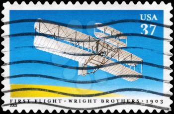 Royalty Free Photo of 2003 US Stamp Shows the First Flight of Wright Brothers, Century Issue