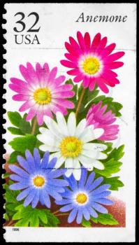 Royalty Free Photo of 1996 US Stamp Shows the Anemone, Garden Flowers