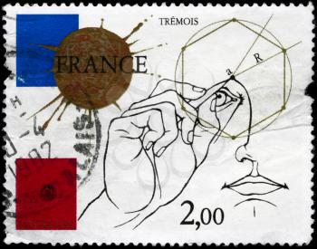 FRANCE - CIRCA 1981: A Stamp printed in FRANCE shows the Man Drawing Geometric Diagram, series, circa 1981