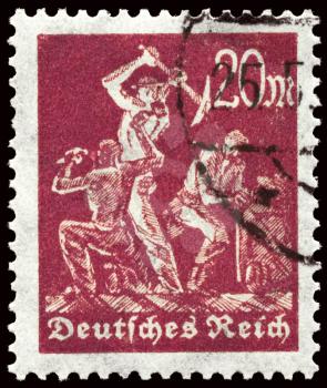GERMANY - CIRCA 1923: A Stamp printed in GERMANY shows the image of a Miners, series, circa 1923