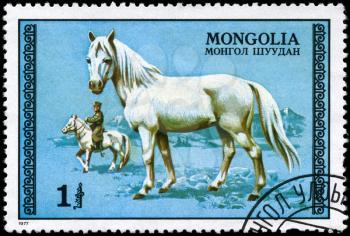 MONGOLIA - CIRCA 1977: A Stamp printed in MONGOLIA shows the image of the White Stallion, series, circa 1977