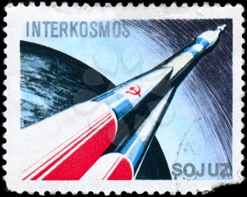POLAND - CIRCA 1980: A Stamp printed in POLAND shows the Space Rocket, from the series Intercosmos, circa 1980