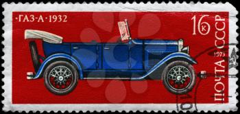 USSR - CIRCA 1973: A Stamp printed in USSR shows the GAZ-A Car (1932) from the series Development of Russian automotive industry, circa 1973