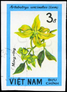 VIETNAM - CIRCA 1984: A Stamp printed in VIETNAM shows image of a Artabotrys uncinatus, from the series Wildflowers, circa 1984