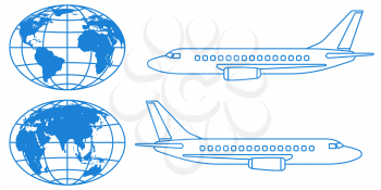 Illustration of the contour aeroplanes and globes. Elements of this image furnished by NASA. 
Source of map:  http://visibleearth.nasa.gov/view.php?id=74518
