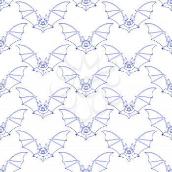 Seamless pattern of the contour flying bats