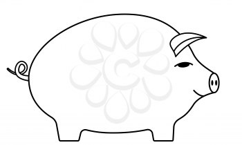 Illustration of the contour cartoon pig