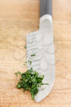 Royalty Free Photo of Parsley on a Knife