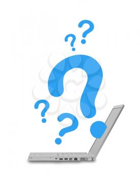 Royalty Free Photo of a Question Mark Above a Laptop