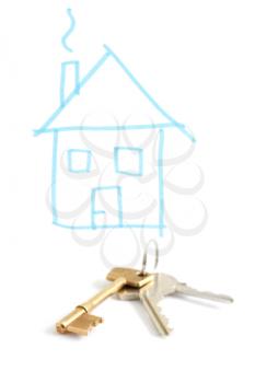Royalty Free Photo of a Drawing of a House and Keys