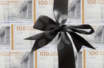 Royalty Free Photo of a Bow on Money