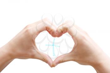 Royalty Free Photo of a Person Making a Heart With Their Hands