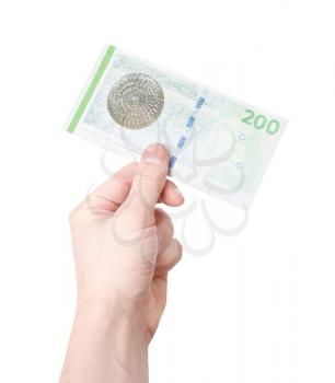 Royalty Free Photo of a Person Holding a Danish Kroner