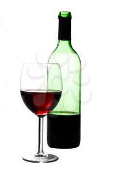 Royalty Free Photo of a Bottle and Glass of Red Wine