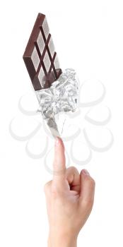 Royalty Free Photo of a Person Holding a Chocolate Bar