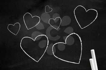 Hearts on a blackboard