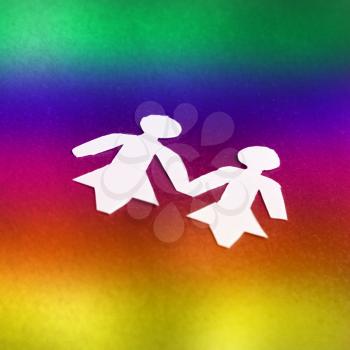 Lesbian couple on a rainbow background