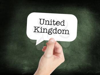 United Kingdom written on a speechbubble