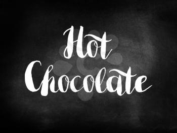 Hot chocolate written on a blackboard