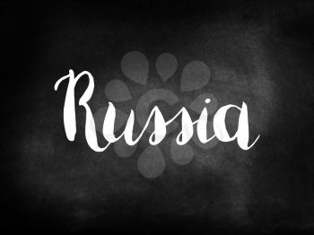 Russia written on a blackboard