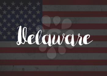 Delaware written on flag