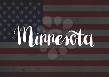 Minnesota written on flag