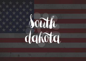 South Dakota written on flag