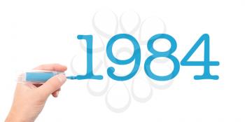 The year of 1984written with a marker