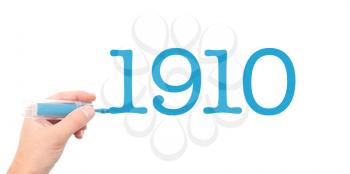 The year of 1910written with a marker