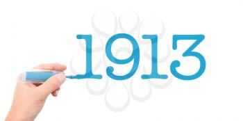 The year of 1913written with a marker
