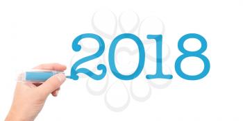 The year of 2018written with a marker