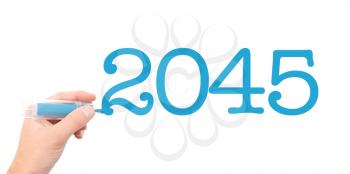 The year of 2045written with a marker