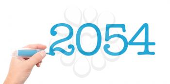 The year of 2054written with a marker