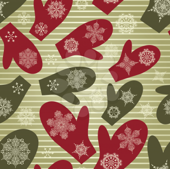Royalty Free Clipart Image of a Background of Mittens