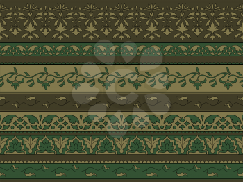 Vectorseamless floral pattern, indian style, seamless brushes included