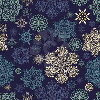 Vector Seamless Pattern with white snowflakes, seamless pattern in swatch menu